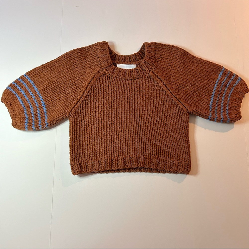 THE WOLF GANG Bonbonera Brown Chunky Knitted Cropped Sweater Size XS